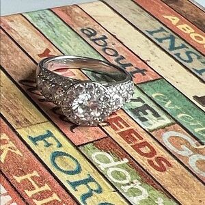 Suzy Levian Elegant Silver Ring with Clear Stones